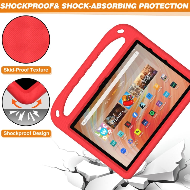 For Amazon Kindle Fire HD 10 2023 Handle EVA Shockproof Tablet Case with Holder(Red)