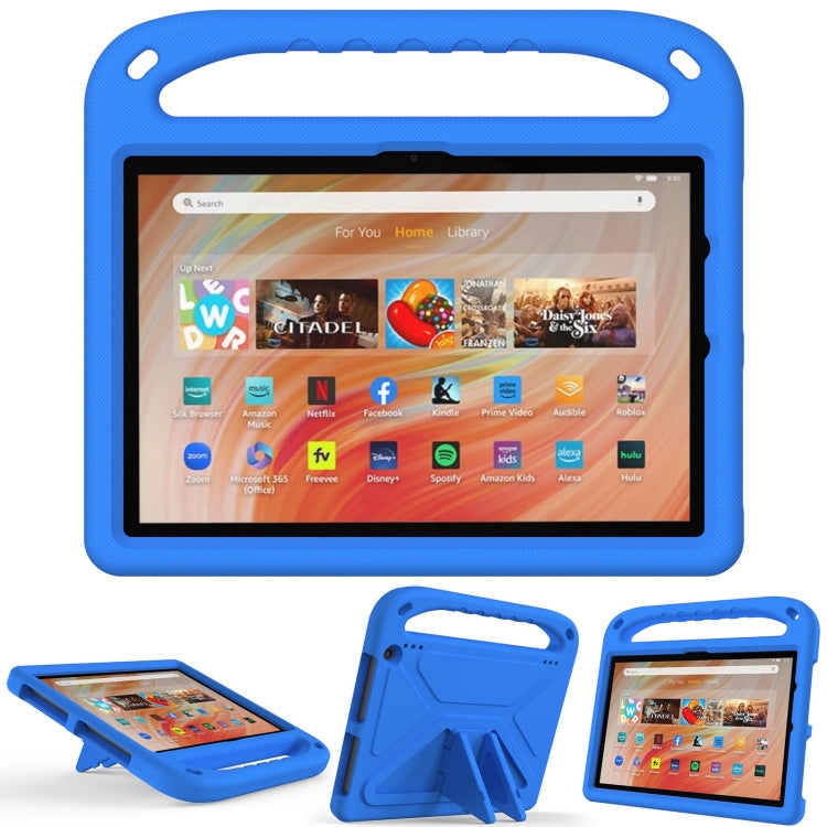 For Amazon Kindle Fire HD 10 2023 Handle EVA Shockproof Tablet Case with Holder(Blue)