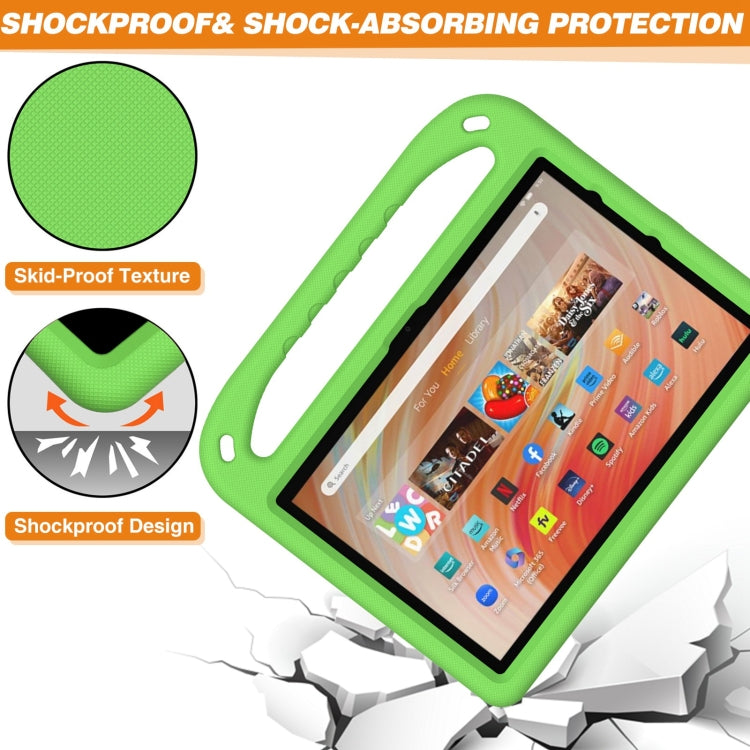 For Amazon Kindle Fire HD 10 2023 Handle EVA Shockproof Tablet Case with Holder(Green)