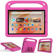 For Amazon Kindle Fire HD 10 2023 Handle EVA Shockproof Tablet Case with Holder(Rose Red)