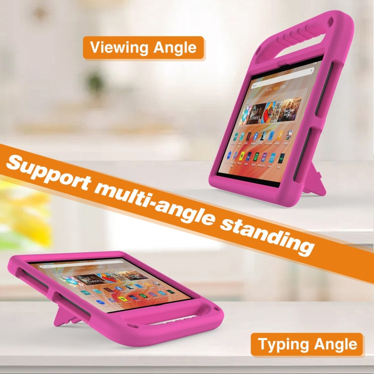 For Amazon Kindle Fire HD 10 2023 Handle EVA Shockproof Tablet Case with Holder(Rose Red)