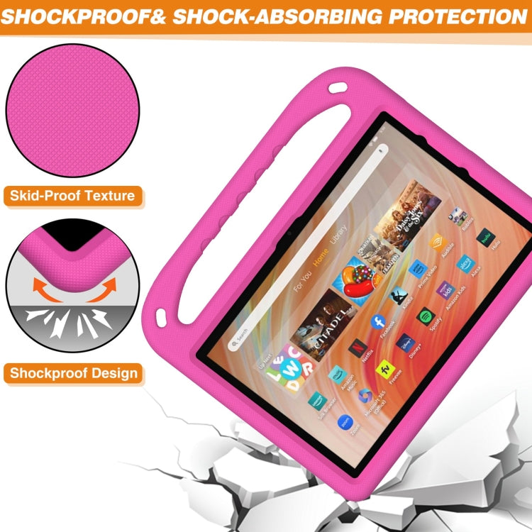 For Amazon Kindle Fire HD 10 2023 Handle EVA Shockproof Tablet Case with Holder(Rose Red)