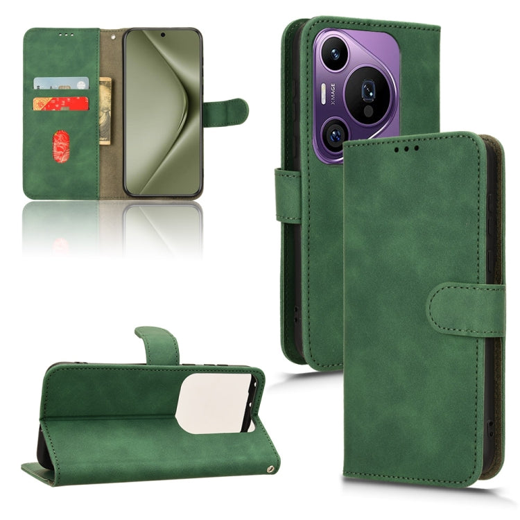 For Huawei Pura 70 Pro Skin Feel Magnetic Flip Leather Phone Case(Green)