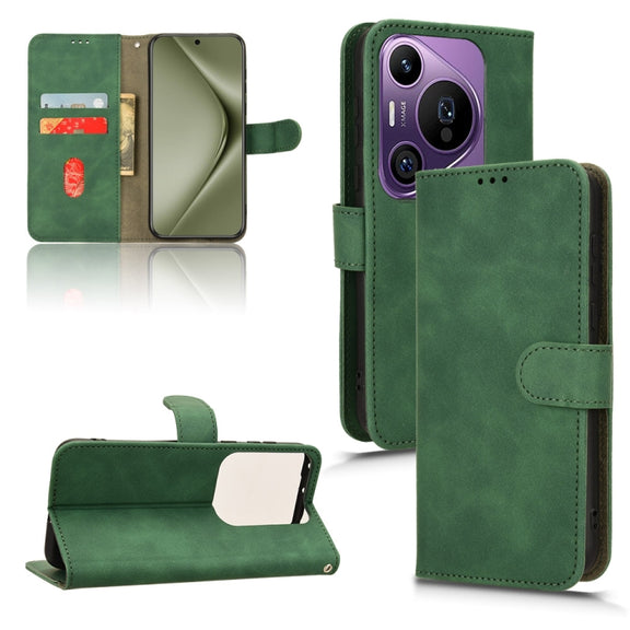 For Huawei Pura 70 Pro Skin Feel Magnetic Flip Leather Phone Case(Green)