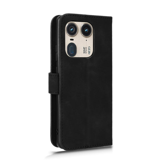 For Motorola Edge 50 Ultra Skin Feel Magnetic Flip Leather Phone Case(Black)