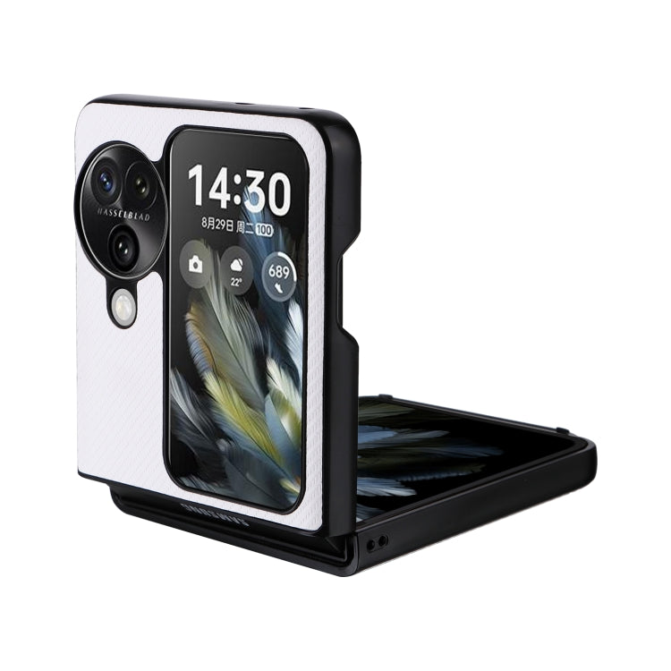 For OPPO Find N3 Flip PU Leather PC Phone Case(White)
