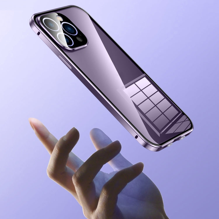 For iPhone 16 Plus Magnetic Double-buckle HD Tempered Glass Phone Case(Black)
