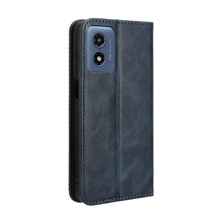 For Motorola Moto G Play 4G 2024 Magnetic Buckle Retro Texture Leather Phone Case(Blue)