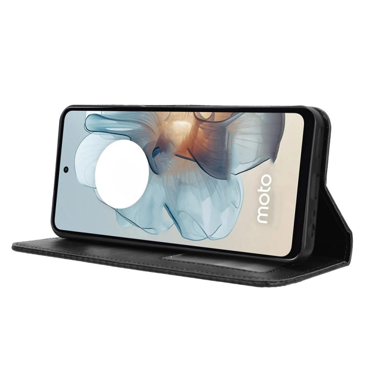 For Motorola Moto G Power 5G 2024 Magnetic Buckle Retro Texture Leather Phone Case(Black)
