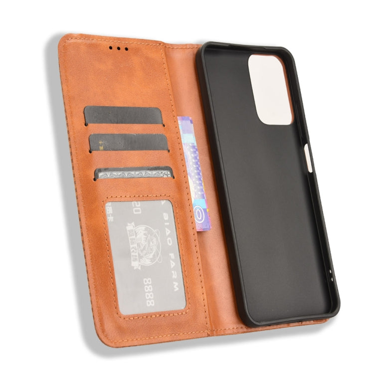 For Motorola Moto G Power 5G 2024 Magnetic Buckle Retro Texture Leather Phone Case(Brown)