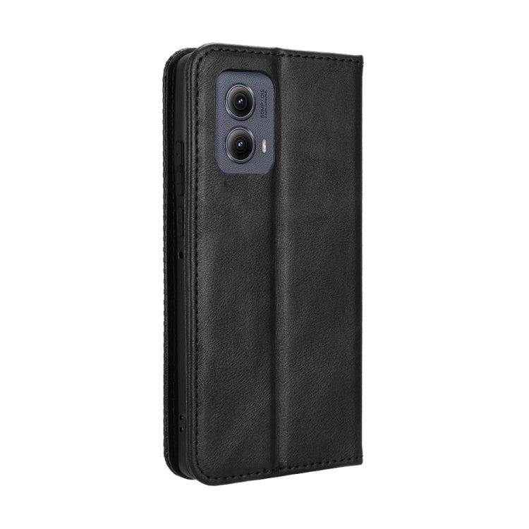 For Motorola Edge 2024 5G Magnetic Buckle Retro Texture Leather Phone Case(Black)