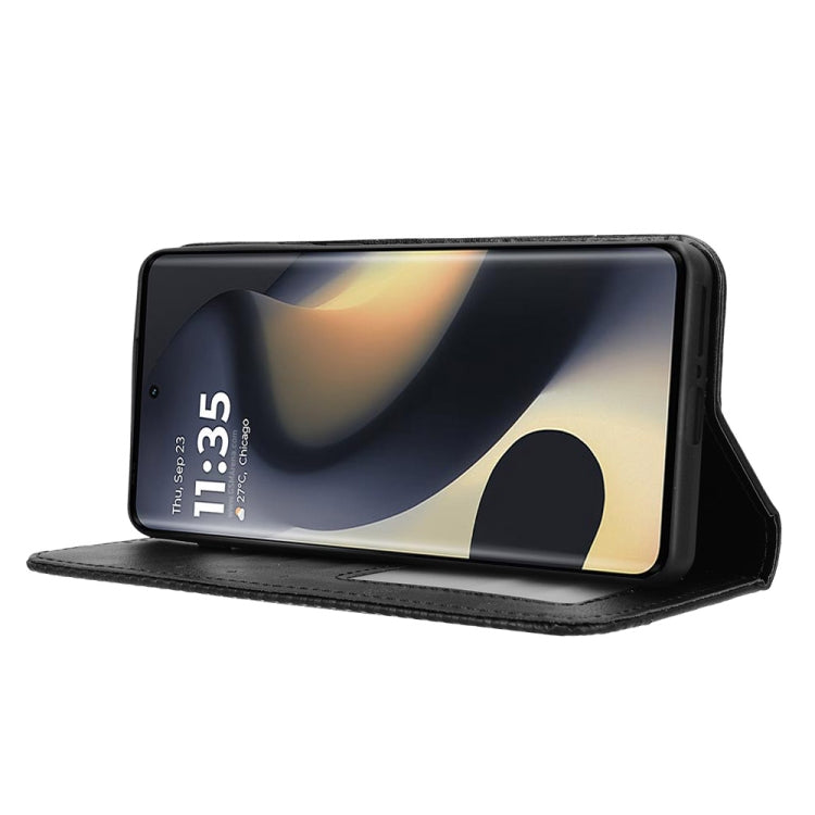 For Motorola Edge 2024 5G Magnetic Buckle Retro Texture Leather Phone Case(Black)