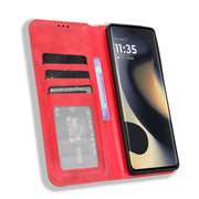 For Motorola Edge 2024 5G Magnetic Buckle Retro Texture Leather Phone Case(Red)