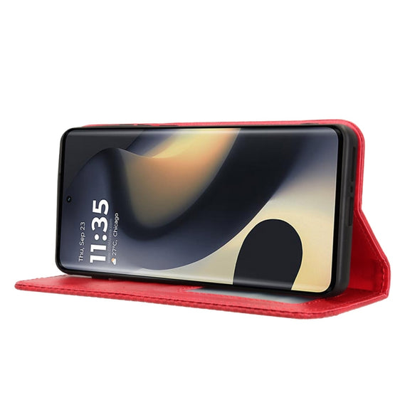 For Motorola Edge 2024 5G Magnetic Buckle Retro Texture Leather Phone Case(Red)