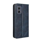 For Motorola Edge 2024 5G Magnetic Buckle Retro Texture Leather Phone Case(Blue)