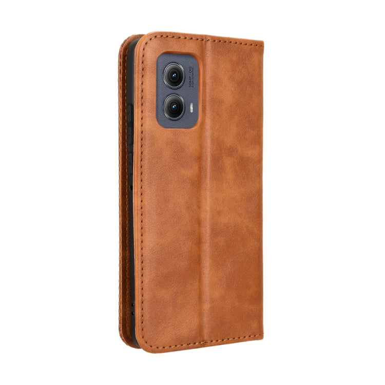 For Motorola Edge 2024 5G Magnetic Buckle Retro Texture Leather Phone Case(Brown)