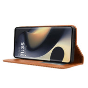 For Motorola Edge 2024 5G Magnetic Buckle Retro Texture Leather Phone Case(Brown)
