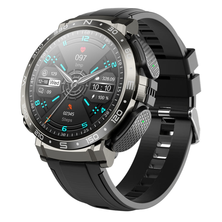 M68 Plus 1.52 inch Round Screen 2 in 1 Bluetooth Earphone Smart Watch, 512MB Memory Support Wellness Tracking(Black)