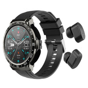 M68 Plus 1.52 inch Round Screen 2 in 1 Bluetooth Earphone Smart Watch, 512MB Memory Support Wellness Tracking(Black)