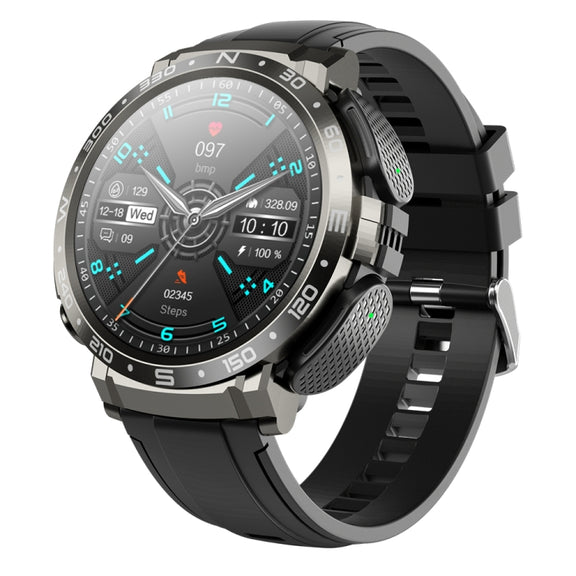 M68 Plus 1.52 inch Round Screen 2 in 1 Bluetooth Earphone Smart Watch, 512MB Memory Support Wellness Tracking(Black)