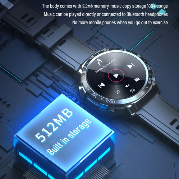 M68 Plus 1.52 inch Round Screen 2 in 1 Bluetooth Earphone Smart Watch, 512MB Memory Support Wellness Tracking(Black)