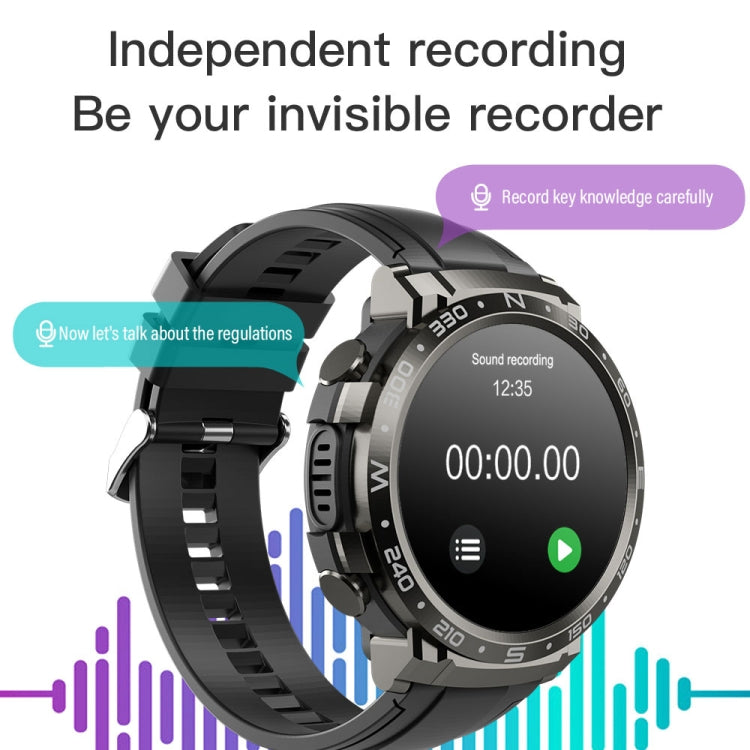 M68 Plus 1.52 inch Round Screen 2 in 1 Bluetooth Earphone Smart Watch, 512MB Memory Support Wellness Tracking(Black)