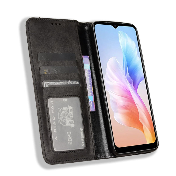 For Doogee X98 Magnetic Buckle Retro Texture Leather Phone Case(Black)