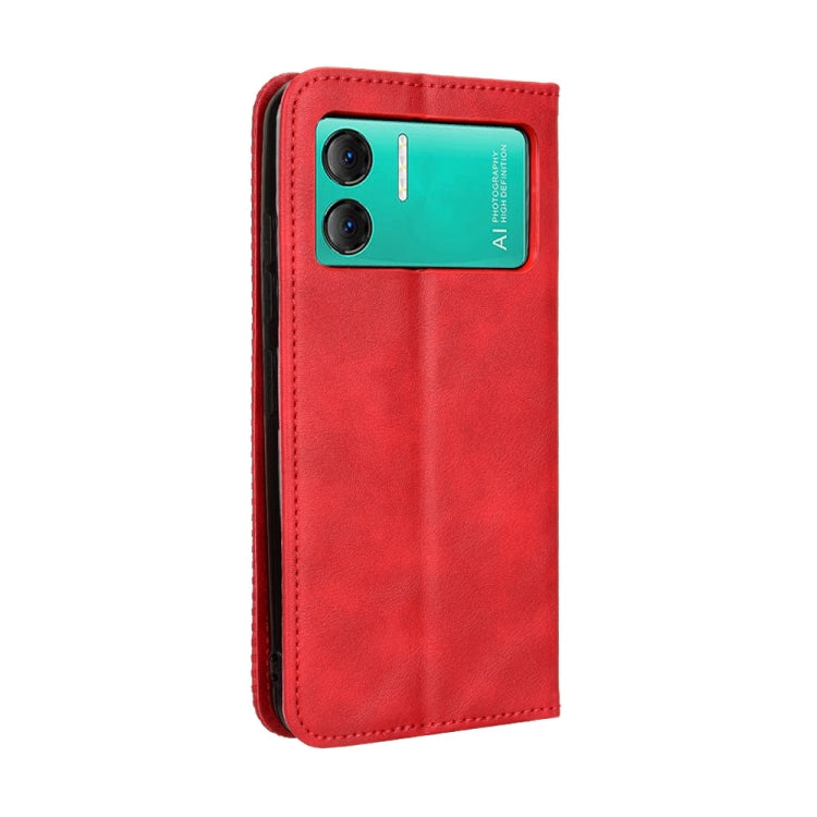 For Doogee X98 Magnetic Buckle Retro Texture Leather Phone Case(Red)