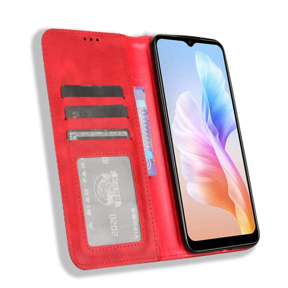 For Doogee X98 Magnetic Buckle Retro Texture Leather Phone Case(Red)