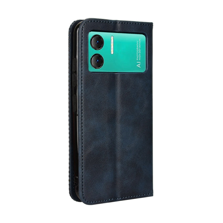 For Doogee X98 Magnetic Buckle Retro Texture Leather Phone Case(Blue)