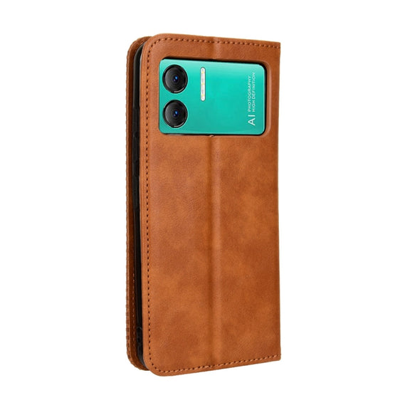 For Doogee X98 Magnetic Buckle Retro Texture Leather Phone Case(Brown)