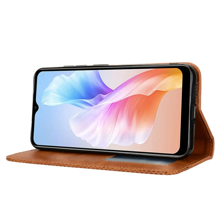 For Doogee X98 Magnetic Buckle Retro Texture Leather Phone Case(Brown)