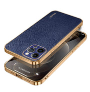 For iPhone 15 Pro Max SULADA TPU + Litchi Texture Leather Phone Case(Blue)