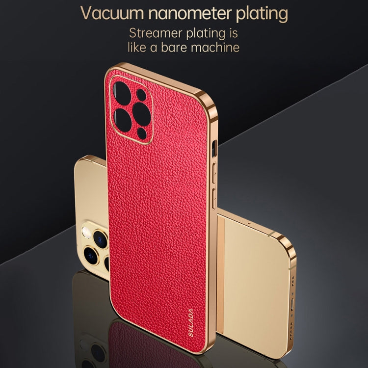 For iPhone 15 Pro Max SULADA TPU + Litchi Texture Leather Phone Case(Blue)