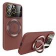 For iPhone 15 Pro Large Window MagSafe Magnetic Holder Phone Case(Claret Red) - iPhone 15 Pro Cases by PMC TechLife | Online Shopping South Africa | PMC TechLife