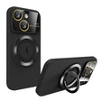 For iPhone 15 Large Window MagSafe Magnetic Holder Phone Case(Black) - iPhone 15 Cases by PMC TechLife | Online Shopping South Africa | PMC TechLife | Buy Now Pay Later Mobicred