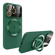 For iPhone 14 Pro Large Window MagSafe Magnetic Holder Phone Case(Dark Green) - iPhone 14 Pro Cases by PMC TechLife | Online Shopping South Africa | PMC TechLife