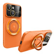For iPhone 13 Large Window MagSafe Magnetic Holder Phone Case(Orange) - iPhone 13 Cases by PMC TechLife | Online Shopping South Africa | PMC TechLife