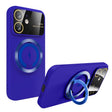 For iPhone 12 Large Window MagSafe Magnetic Holder Phone Case(Klein Blue) - iPhone 12 / 12 Pro Cases by PMC TechLife | Online Shopping South Africa | PMC TechLife