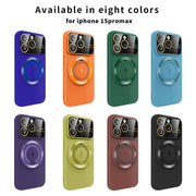 For iPhone 14 Plus Large Window MagSafe Magnetic Holder Phone Case(Dark Green)