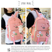 5pcs/Set Student Schoolbags, Lightweight and Cute Girls Backpack with Bear(Blue)
