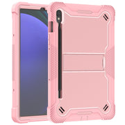 For Samsung Galaxy Tab S9 Shockproof Silicone Hybrid PC Tablet Case with Holder(Rose Gold)