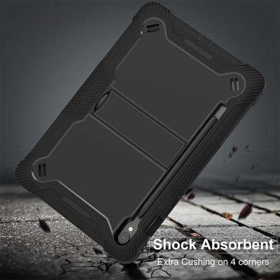 For Samsung Galaxy Tab S9 Shockproof Silicone Hybrid PC Tablet Case with Holder(Black)