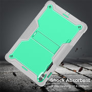 For Samsung Galaxy Tab S9+ Shockproof Silicone Hybrid PC Tablet Case with Holder(Mint Green + Grey)