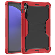 For Samsung Galaxy Tab S9+ Shockproof Silicone Hybrid PC Tablet Case with Holder(Black + Red)