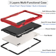 For Samsung Galaxy Tab S9+ Shockproof Silicone Hybrid PC Tablet Case with Holder(Black + Red)
