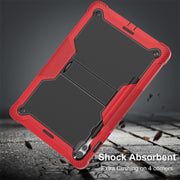 For Samsung Galaxy Tab S9+ Shockproof Silicone Hybrid PC Tablet Case with Holder(Black + Red)