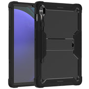 For Samsung Galaxy Tab S9+ Shockproof Silicone Hybrid PC Tablet Case with Holder(Black)
