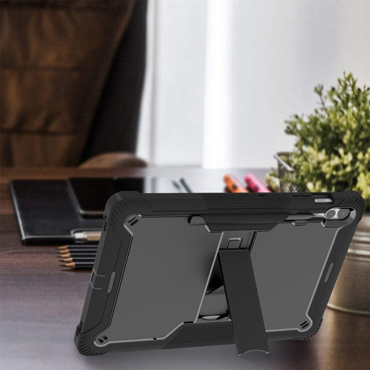 For Samsung Galaxy Tab S9+ Shockproof Silicone Hybrid PC Tablet Case with Holder(Black)