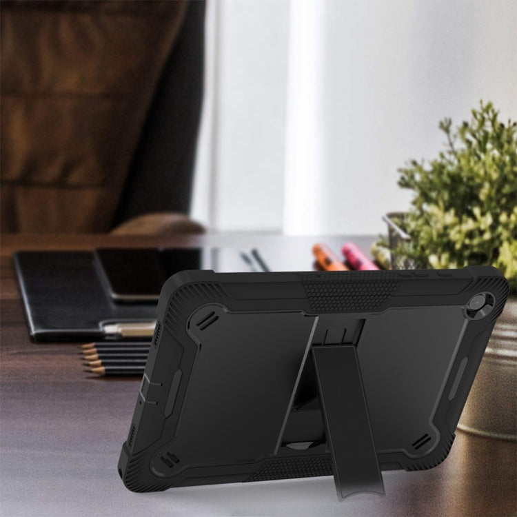 For Samsung Galaxy Tab A9+ Shockproof Silicone Hybrid PC Tablet Case with Holder(Black)